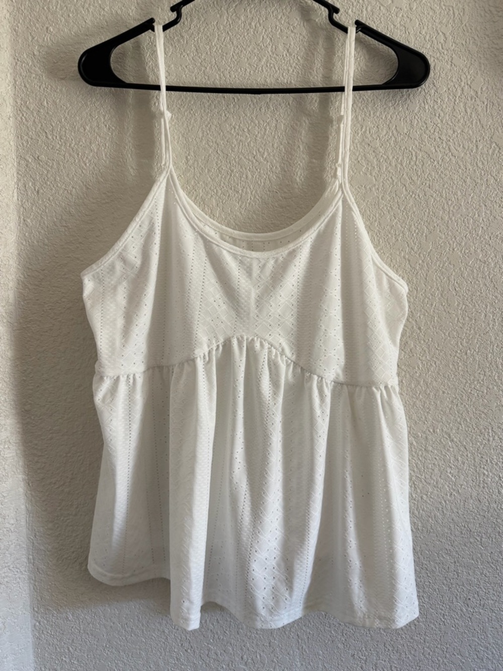 White Eyelet Spaghetti Strap Tank Top